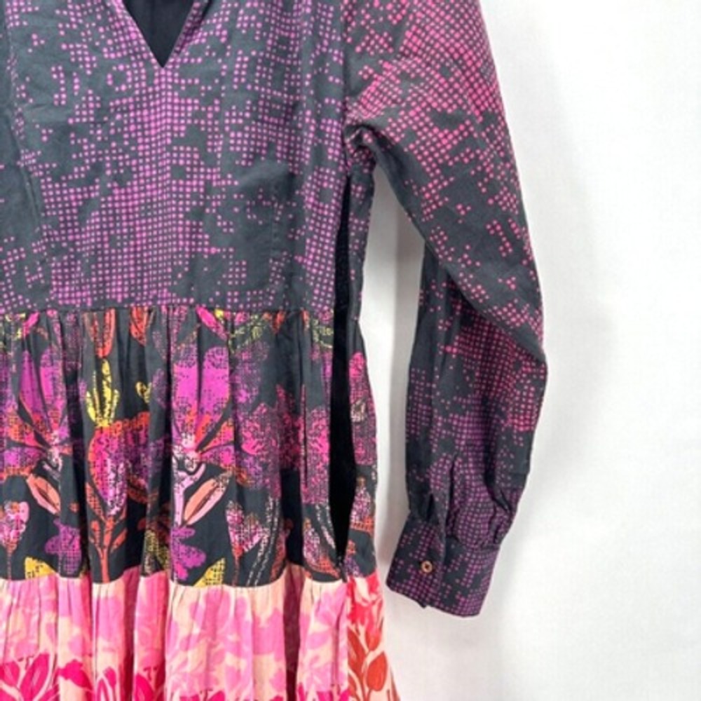 Roopa Pemmaraju Calla‎ Tiered Maxi Dress Size XS Floral Long Sleeve Boho Cottage - Picture 6 of 11